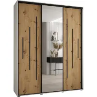 MEBLE KRYSPOL Cannes 13 Schrank mit 3 Schiebetüren - 205,2x200x60 cm - Weiß Artisan Schwarz