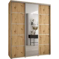 MEBLE KRYSPOL Davos 5 Schrank, drei Türen - 235,2x190x45 cm - Artisan Artisan Silber