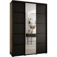 MEBLE KRYSPOL Davos 5 Schrank, drei Türen - 235,2x170x45 cm - Schwarz Schwarz Schwarz