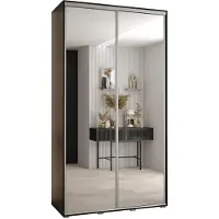 MEBLE KRYSPOL Cannes 2 Schrank mit 2 Schiebetüren - 205,2x140x60 cm - Schwarz Schwarz Silber