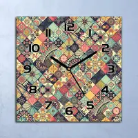 Coloray Wanduhr Echt-Glas-Küchenuhr Blumen rosa und blau Quarz 30x30 Deko Bilder