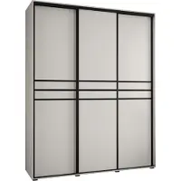 MEBLE KRYSPOL Cannes 10 Schrank mit 3 Schiebetüren - 205,2x200x45 cm - Weiß Weiß Schwarz