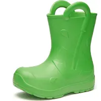 Ladeheid x Camminare Gummistiefel Kinder aus ultraleichtem EVA, wasserdicht, rutschfest und bequem, mit elegant geprägtem Splash-Design aus Wellen, Tropfen, Regenschirm LA-CA-20 (Grün,26/27 EU)