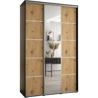 MEBLE KRYSPOL Cannes 5 Schrank mit 3 Schiebetüren - 205,2x150x45 cm - Schwarz Artisan Silber
