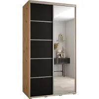 MEBLE KRYSPOL Cannes 5 Schrank mit 2 Schiebetüren - 205,2x130x60 cm - Artisan Schwarz Silber