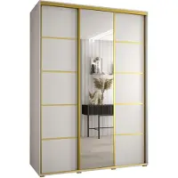 MEBLE KRYSPOL Davos 5 Schrank, drei Türen - 235,2x180x60 cm - Weiß Weiß Gold