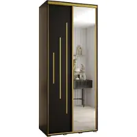 MEBLE KRYSPOL Cannes 13 Schrank mit 2 Schiebetüren - 205,2x110x45 cm - Schwarz Schwarz Gold