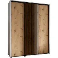 MEBLE KRYSPOL Sapporo 1 Schrank mit 3 Schiebetüren - 205,2x200x45 cm - Weiß Artisan Schwarz