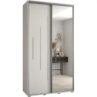 MEBLE KRYSPOL Cannes 13 Schrank mit 2 Schiebetüren - 205,2x130x60 cm - Weiß Weiß Silber