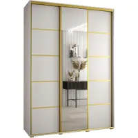 MEBLE KRYSPOL Davos 5 Schrank, drei Türen - 235,2x170x45 cm - Weiß Weiß Gold