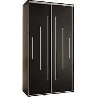 MEBLE KRYSPOL Cannes 12 Schrank mit 2 Schiebetüren - 205,2x130x60 cm - Schwarz Schwarz Silber