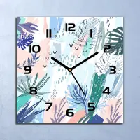 Coloray Wanduhr Echt-Glas-Küchenuhr Pastell Tropische Abstraktion 30x30 Deko Bilder