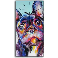 Coloray Wanduhr Bürouhr Leinwand Bild Quarz 30x60 Malerei Tier Hund Abstrakte Kunst - schwarze Hände