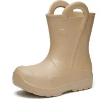 Ladeheid x Camminare Gummistiefel Kinder aus ultraleichtem EVA, wasserdicht, rutschfest und bequem, mit elegant geprägtem Splash-Design aus Wellen, Tropfen, Regenschirm LA-CA-20 (Camel,24/25 EU)