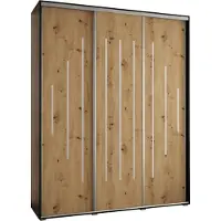 MEBLE KRYSPOL Davos 12 Schrank, drei Türen - 235,2x190x60 cm - Schwarz Artisan Silber