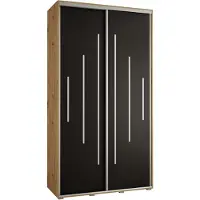 MEBLE KRYSPOL Cannes 12 Schrank mit 2 Schiebetüren - 205,2x130x45 cm - Artisan Schwarz Silber