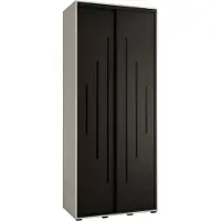 MEBLE KRYSPOL Cannes 12 Schrank mit 2 Schiebetüren - 205,2x110x60 cm - Weiß Schwarz Schwarz
