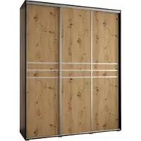 MEBLE KRYSPOL Cannes 10 Schrank mit 3 Schiebetüren - 205,2x190x60 cm - Schwarz Artisan Silber