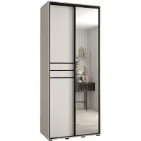 MEBLE KRYSPOL Cannes 11 Schrank mit 2 Schiebetüren - 205,2x110x60 cm - Weiß Weiß Schwarz