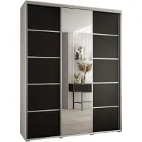 MEBLE KRYSPOL Davos 5 Schrank, drei Türen - 235,2x190x45 cm - Weiß Schwarz Silber