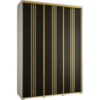 MEBLE KRYSPOL Cannes 6 Schrank mit 3 Schiebetüren - 205,2x180x45 cm - Weiß Schwarz Gold