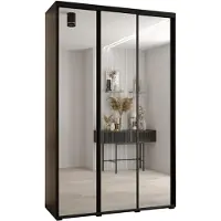 MEBLE KRYSPOL Cannes 2 Schrank mit 3 Schiebetüren - 205,2x150x45 cm - Schwarz Schwarz Schwarz