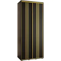 MEBLE KRYSPOL Cannes 6 Schrank mit 2 Schiebetüren - 205,2x110x45 cm - Schwarz Schwarz Gold