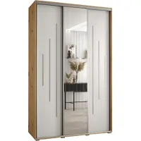 MEBLE KRYSPOL Davos 13 Schrank, drei Türen - 235,2x150x45 cm - Artisan Weiß Silber