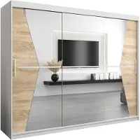 MEBLE KRYSPOL Kleiderschrank, Schiebetürenschrank Schlafzimmer, Schrank mit Spiegel MAROKO 250 cm