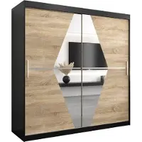 MEBLE KRYSPOL Kleiderschrank, Schiebetürenschrank Schlafzimmer, Schrank mit Spiegel BOLIWIA 200 cm