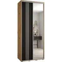 MEBLE KRYSPOL Cannes 7 Schrank mit 2 Schiebetüren - 205,2x100x45 cm - Artisan Schwarz Silber