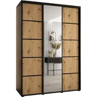 MEBLE KRYSPOL Cannes 5 Schrank mit 3 Schiebetüren - 205,2x170x60 cm - Schwarz Artisan Schwarz