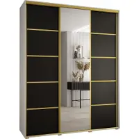 MEBLE KRYSPOL Davos 5 Schrank, drei Türen - 235,2x200x45 cm - Weiß Schwarz Gold