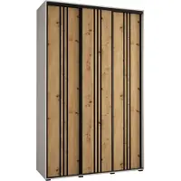 MEBLE KRYSPOL Cannes 6 Schrank mit 3 Schiebetüren - 205,2x150x45 cm - Weiß Artisan Schwarz