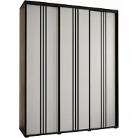 MEBLE KRYSPOL Davos 6 Schrank, drei Türen - 235,2x190x45 cm - Schwarz Weiß Schwarz