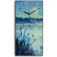 Coloray Wandbild Leinwand Bilder Wanduhr 30x60 Frosty Wintermorgen auf dem Fluss - schwarze Hände