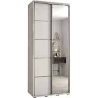 MEBLE KRYSPOL Cannes 5 Schrank mit 2 Schiebetüren - 205,2x120x45 cm - Weiß Weiß Silber