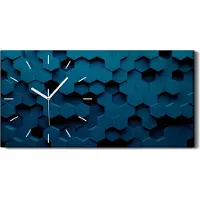 Coloray Küchenuhr Bürouhr Leinwand Uhr Geräuschlos 60x30 Abstrakte Kunst Sechseck Muster - weiße Hände