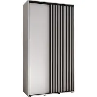 MEBLE KRYSPOL Sapporo 1 Schrank mit 2 Schiebetüren - 205,2x130x45 cm - Weiß Weiß Schwarz