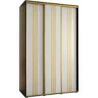 MEBLE KRYSPOL Cannes 6 Schrank mit 3 Schiebetüren - 205,2x160x60 cm - Schwarz Weiß Gold