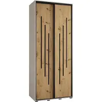 MEBLE KRYSPOL Cannes 8 Schrank mit 2 Schiebetüren - 205,2x120x60 cm - Weiß Artisan Schwarz