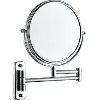DEUSENFELD K5C - Doppel Wand Kosmetikspiegel, 5x Vergrößerung + Normalspiegel, Ø20cm, 360° vertikal und horizontal schwenkbar, MS verchromt