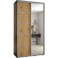 MEBLE KRYSPOL Cannes 5 Schrank mit 2 Schiebetüren - 205,2x140x45 cm - Schwarz Artisan Silber