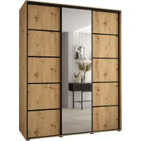 MEBLE KRYSPOL Cannes 5 Schrank mit 3 Schiebetüren - 205,2x190x60 cm - Artisan Artisan Schwarz