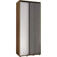 MEBLE KRYSPOL Sapporo 1 Schrank mit 2 Schiebetüren - 205,2x100x45 cm - Artisan Weiß Schwarz