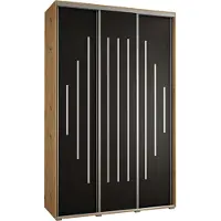 MEBLE KRYSPOL Cannes 12 Schrank mit 3 Schiebetüren - 205,2x160x45 cm - Artisan Schwarz Silber