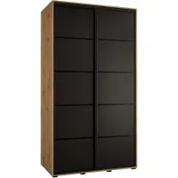 MEBLE KRYSPOL Cannes 4 Schrank mit 2 Schiebetüren - 205,2x140x60 cm - Artisan Schwarz Schwarz