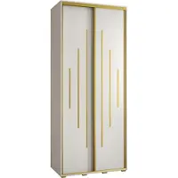 MEBLE KRYSPOL Cannes 12 Schrank mit 2 Schiebetüren - 205,2x120x60 cm - Weiß Weiß Gold