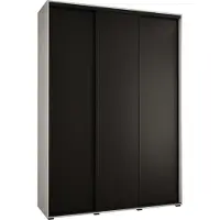 MEBLE KRYSPOL Cannes 1 Schrank mit 3 Schiebetüren - 205,2x180x45 cm - Weiß Schwarz Schwarz