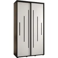 MEBLE KRYSPOL Cannes 12 Schrank mit 2 Schiebetüren - 205,2x140x60 cm - Schwarz Weiß Schwarz